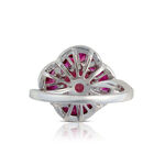 Pink Tourmaline, Baguette Ruby & Diamond Flower Ring 14K
