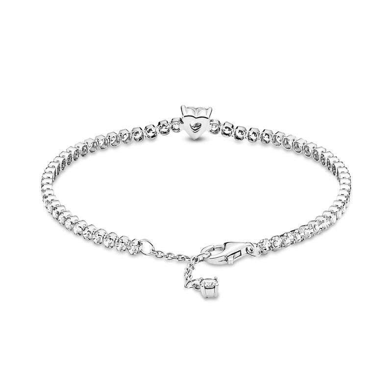 Pandora Clear Sparkling Heart CZ Tennis Bracelet image number 3