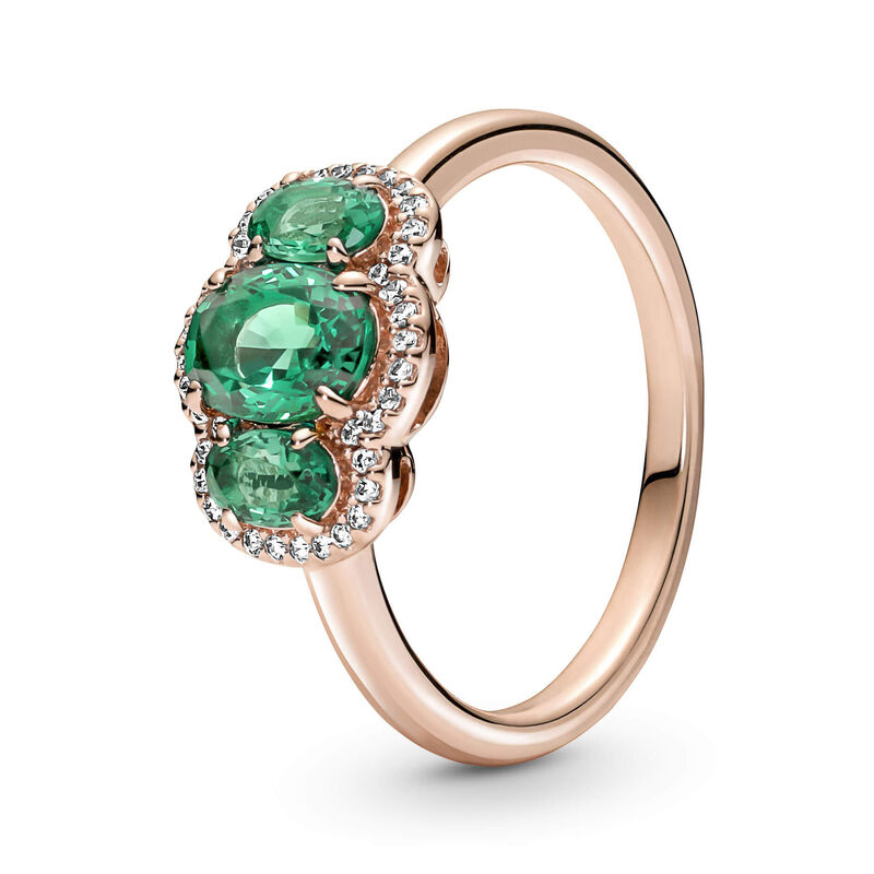 Pandora Green Three-Stone Vintage Crystal & CZ Ring image number 0