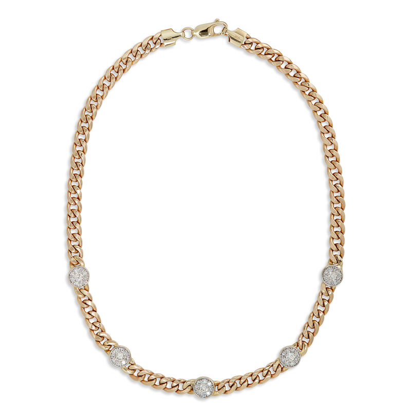 Diamond Station Necklace, 14K Yellow Gold image number 0