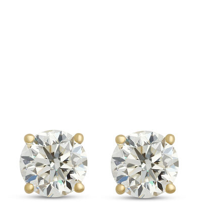 Classic Round Diamond Studs, ⅔ Carat, in 14K Yellow Gold