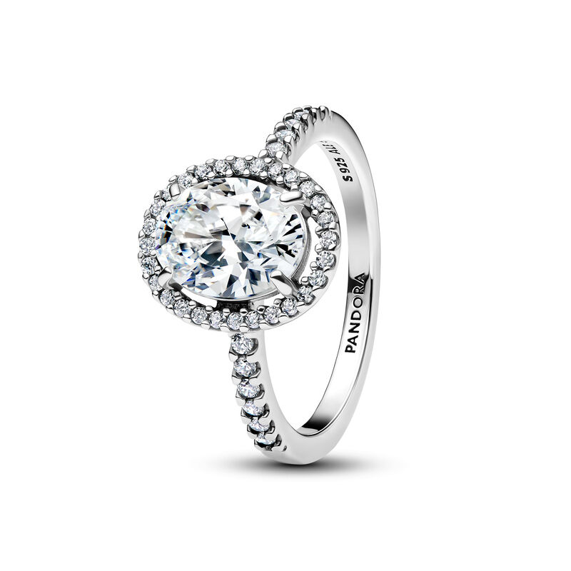 Pandora Oval Sparkling Halo Statement Ring image number 0