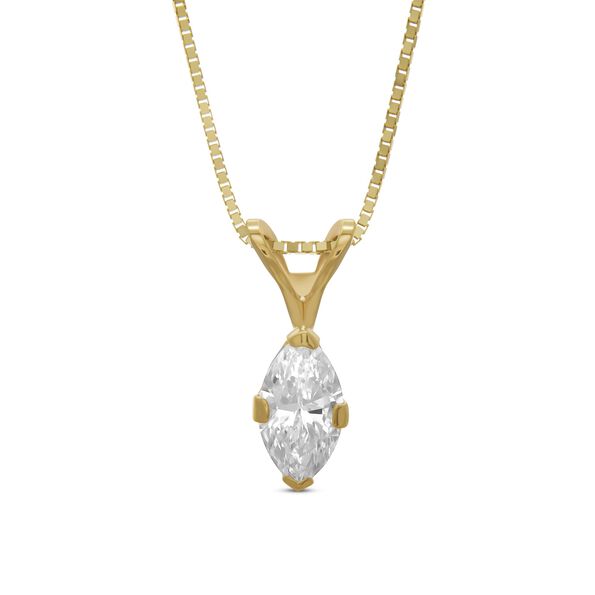 Marquise Solitaire Diamond Pendant, 14K Yellow Gold