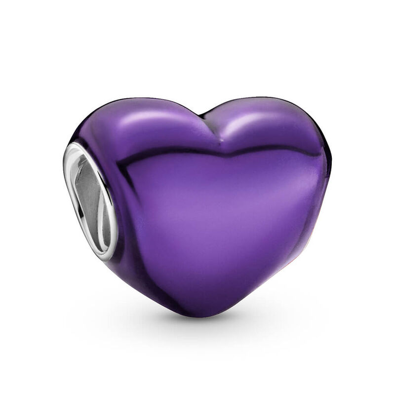 Pandora Metallic Purple Heart Enamel Charm image number 0