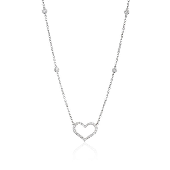Open Diamond Heart Necklace 14K