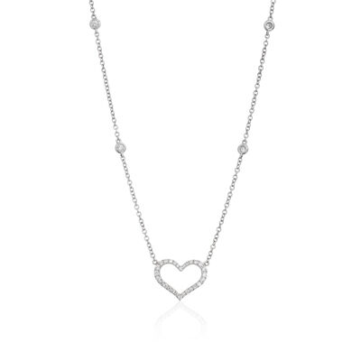 Open Diamond Heart Necklace 14K