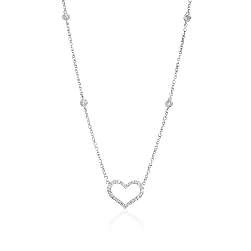 Open Diamond Heart Necklace 14K image number 2