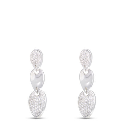 Pave Diamond Dangle Earrings, &frac34; Total Carat Weight, 14K White Gold