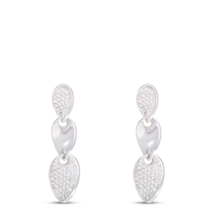 Pave Diamond Dangle Earrings, &frac34; Total Carat Weight, 14K White Gold image number 0