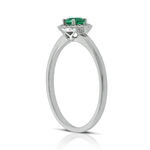 Emerald & Diamond Halo Ring 14K