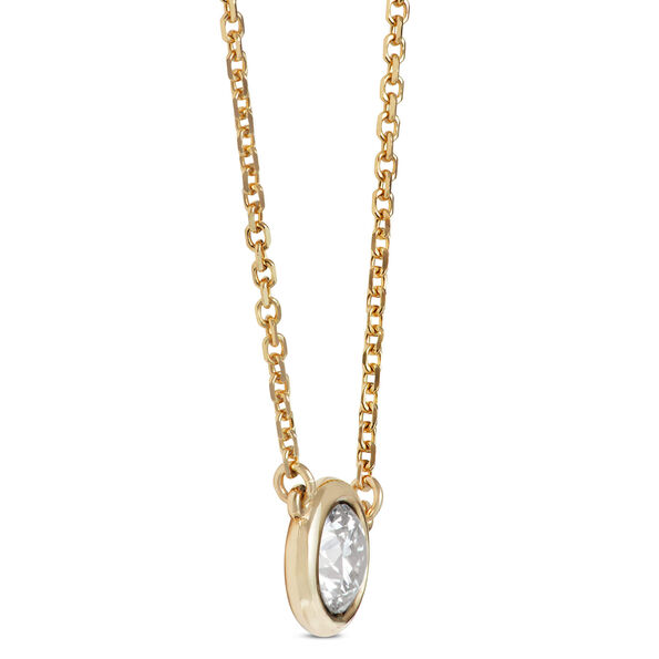 Bezel Set Solitaire Diamond Necklace, 14K Yellow Gold