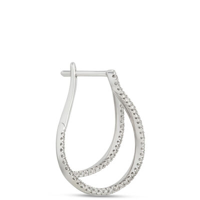 Double Swirl Diamond Earrings, 0.40 Carat Total Weight, 14K White Gold