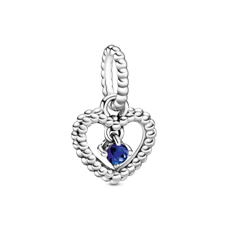 Pandora Sea Blue Crystal Beaded Heart Dangle Charm image number 1