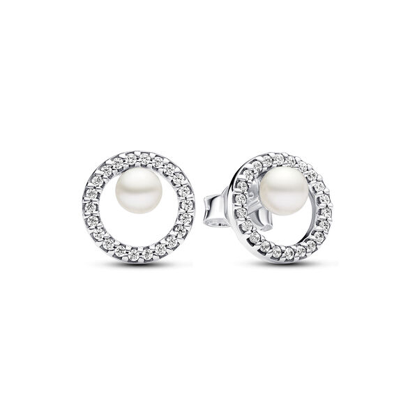 Pandora Treated Freshwater Cultured Pearl & Pav Halo Stud Earrings