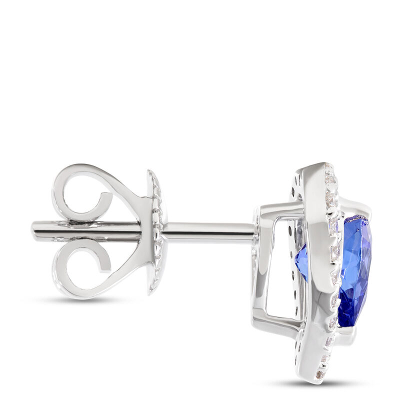 Heart Shaped Tanzanite Studs, 14K White Gold image number 1