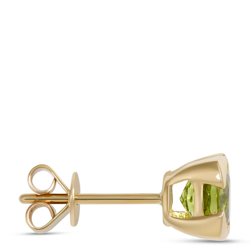 Round Peridot Stud Earrings, 14K Yellow Gold image number 1
