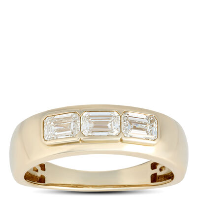 Emerald Cut Diamond Ring, 1 &frac12; Carat Total Weight, 14K Yellow Gold