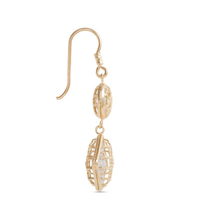 Double Drop Diamond Earrings, 14K Yellow Gold