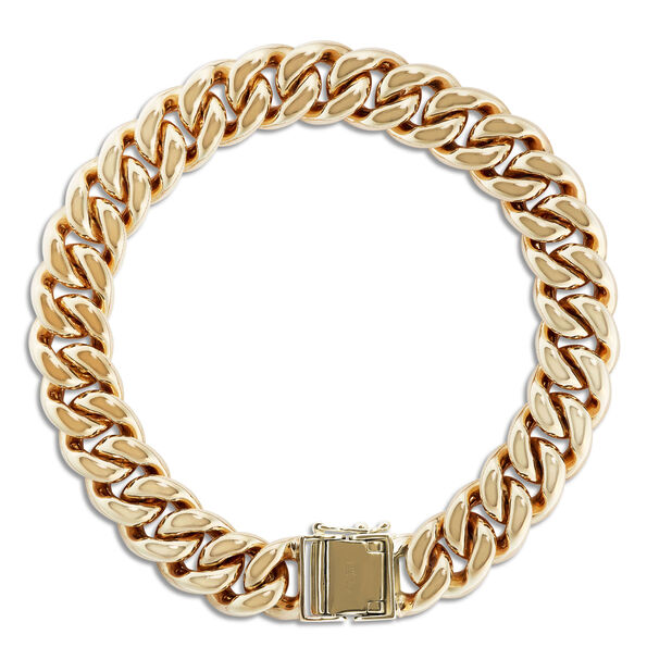 Cuban Link Diamond Bracelet, 14K Yellow Gold
