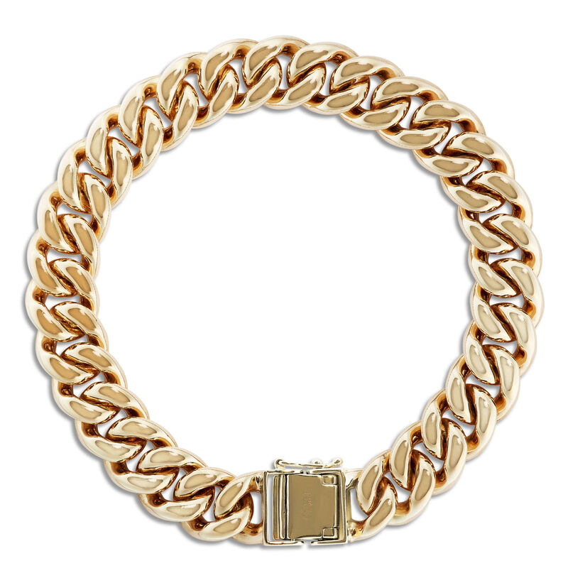 Cuban Link Diamond Bracelet, 14K Yellow Gold image number 1