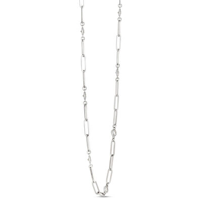 Classic Round Diamond Station Necklace, 1 &frac12; Carat Total Weight, 14K White Gold