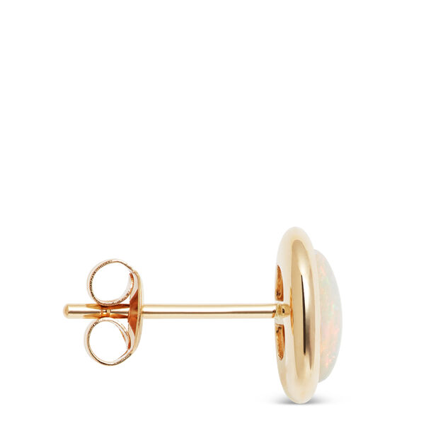 Oval Opal Earrings, 14K Yellow Gold