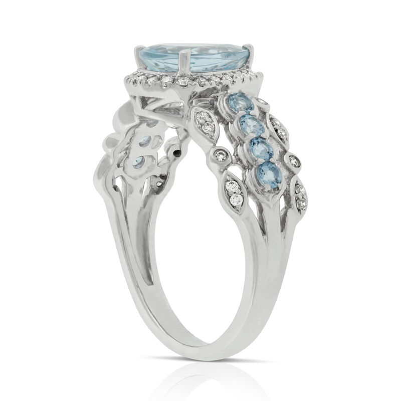 Aquamarine & Diamond Ring 14K image number 3