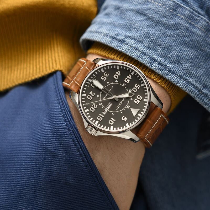 Hamilton Khaki Aviation Pilot Day Date Auto Grey Dial Watch, 46mm image number 2