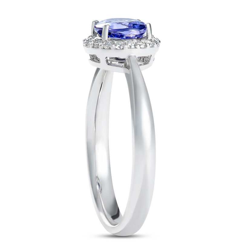 Round Tanzanite and Diamond Ring, ⅕ Total Carat Weight, 14K White Gold image number 1