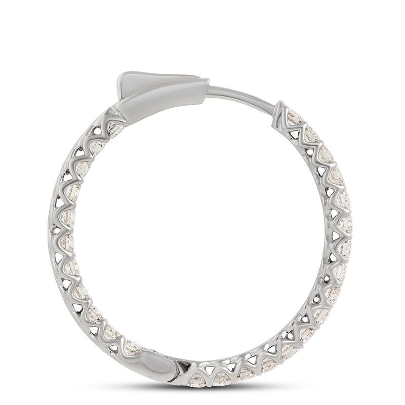27MM Inside Out Diamond Hoops, 14K White Gold image number 1
