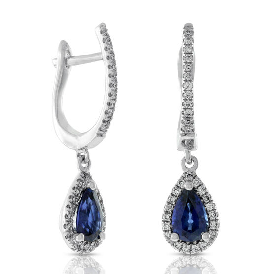 Sapphire & Diamond Drop Earrings 14K