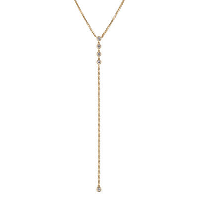 Diamond Lariat Necklace, 14K Yellow Gold