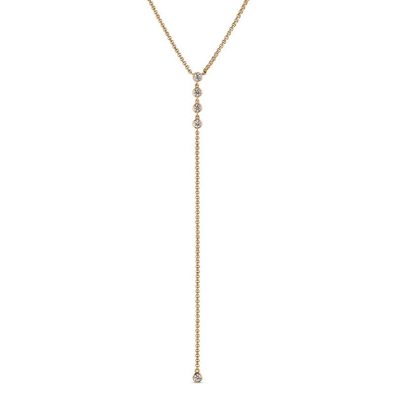 Diamond Lariat Necklace, 14K Yellow Gold image number 0