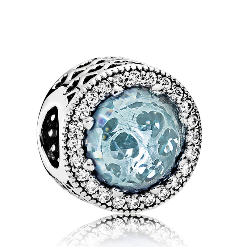 Pandora Radiant Hearts Blue Crystals & CZ Charm image number 1