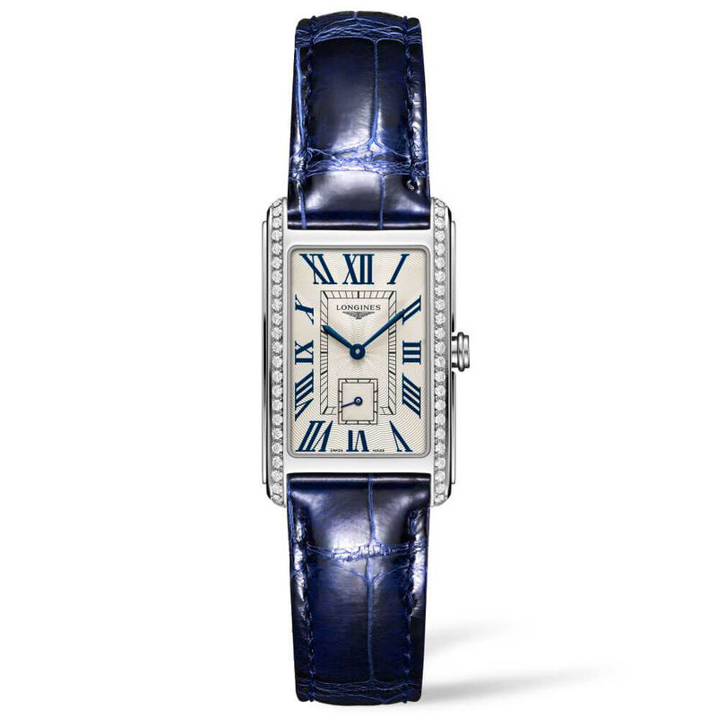 Longines DolceVita Diamond Blue Leather Quartz Watch, 23.3 x 37mm image number 0