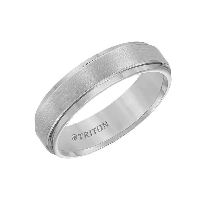 TRITON Step Edge Satin Finish Center Classic Tungsten Wedding Band, 6mm image number 0