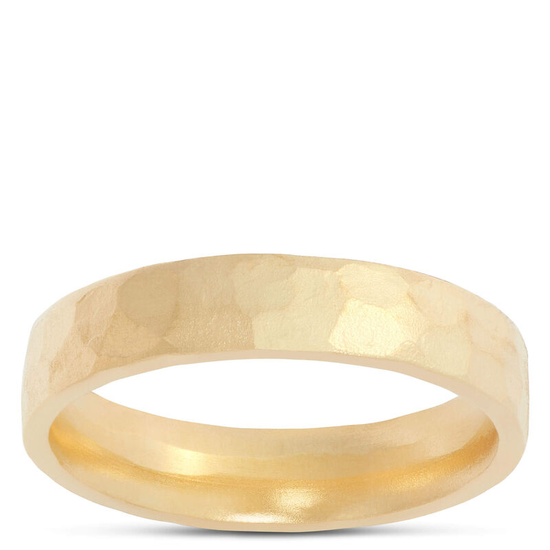 Hand Forged 4MM Flat Band, 22K Yellow Gold image number 0