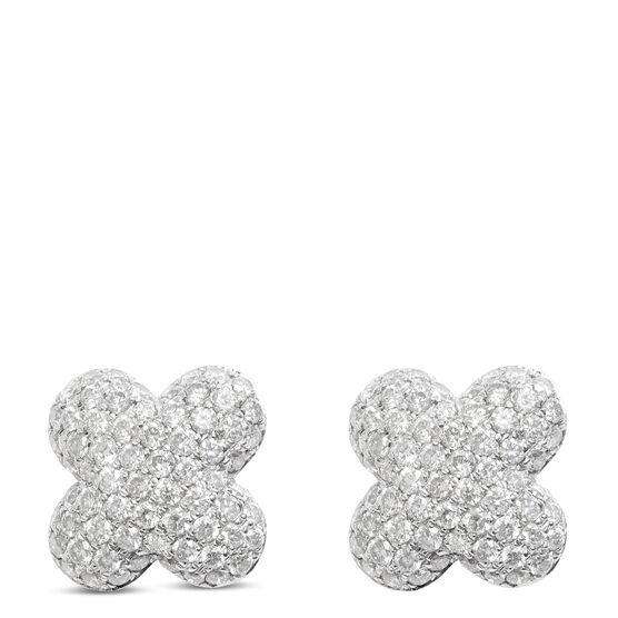 Diamond Pavé Clover Stud Earrings 14K