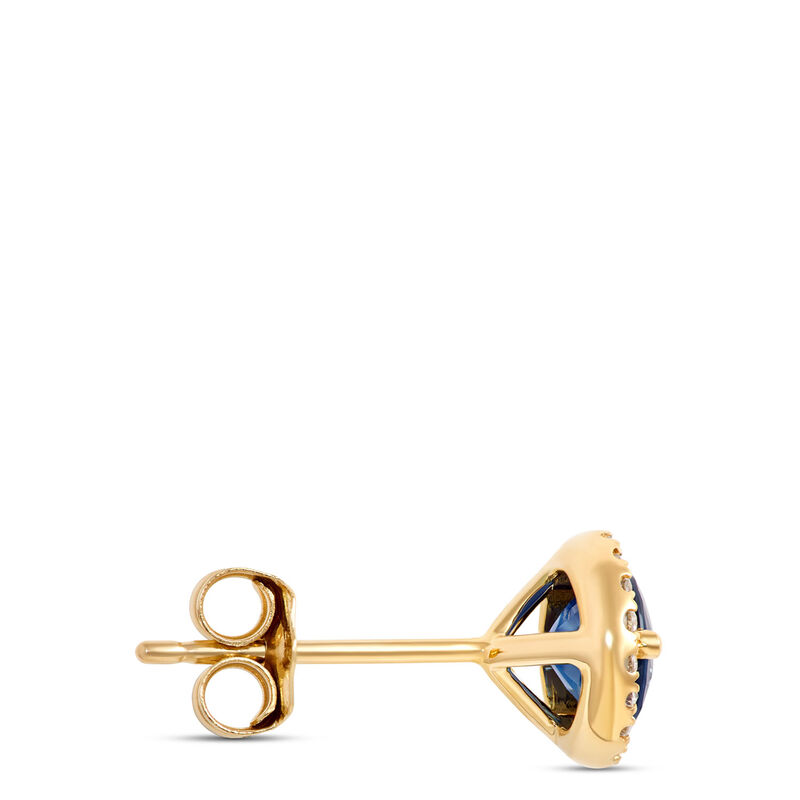 Round Sapphire and Diamond Studs, 0.15 Total Carat Weight 14K Yellow Gold image number 1