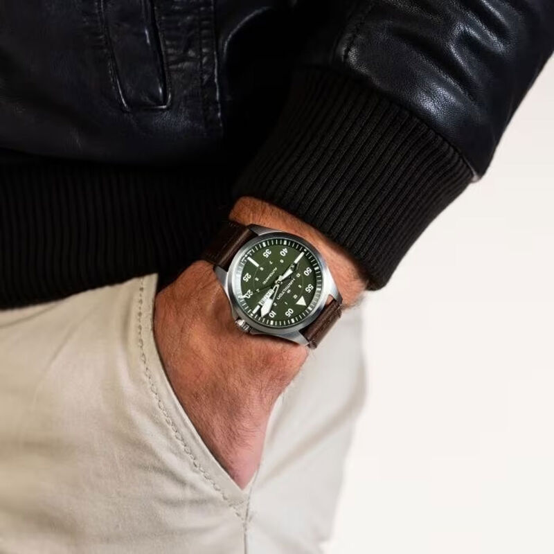 Hamilton Khaki Aviation Pilot Day Date Auto Green Dial Watch, 42mm image number 3