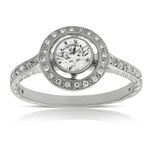 Bezel Set Halo Diamond Engagement Ring 14K