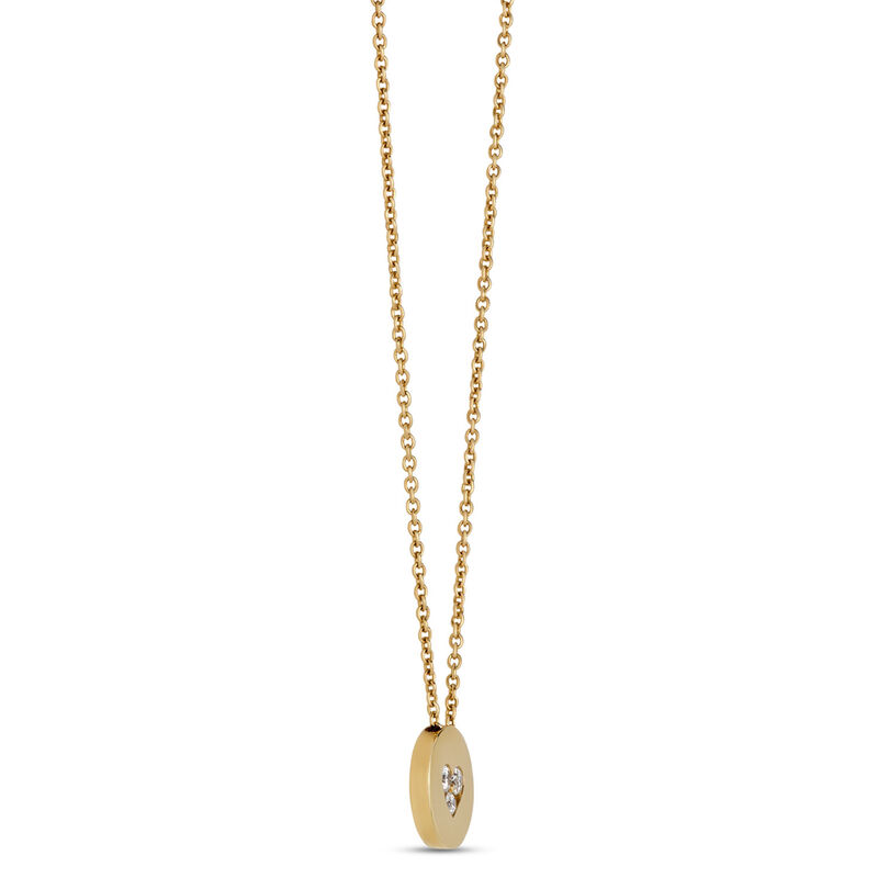 Classic Disc Pendant Necklace with Round Diamonds, 1/10 Total Carat Weight, 14K Yellow Gold image number 1