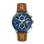 TAG Heuer Carrera Calibre 16 Automatic Mens Blue Leather Chronograph Watch