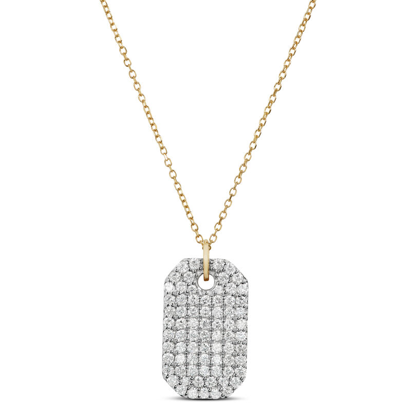 Dog Tag Pave Diamond Pendant in 14K Yellow Gold image number 0