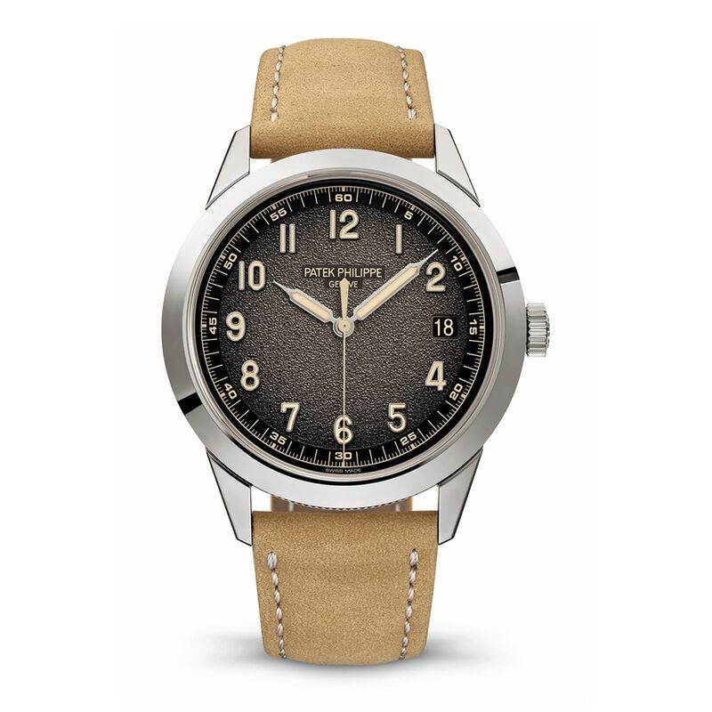 Patek Philippe Geneve Watch Gray Dial Brown Strap, 40mm image number 0