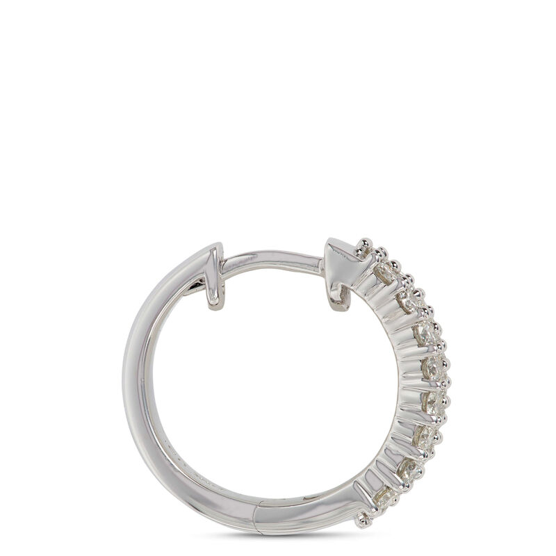 Diamond Encrusted Hoop Earrings, 14K White Gold image number 1