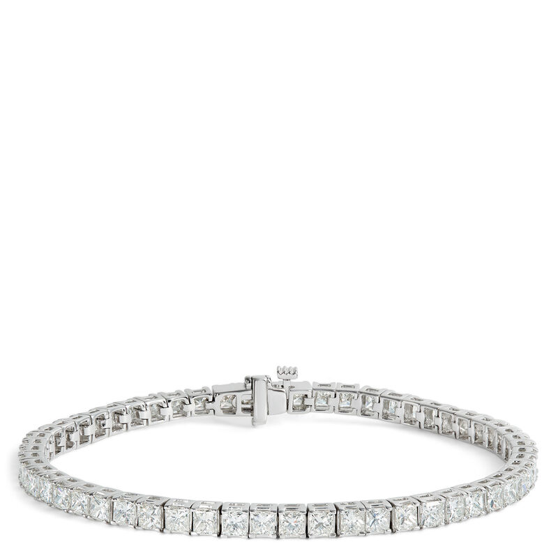 Princess Cut Diamond Tennis Bracelet, 14K White Gold image number 0