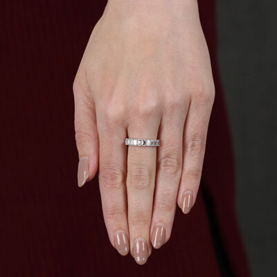 Bezel Set Emerald Cut Diamond Ring 14K
