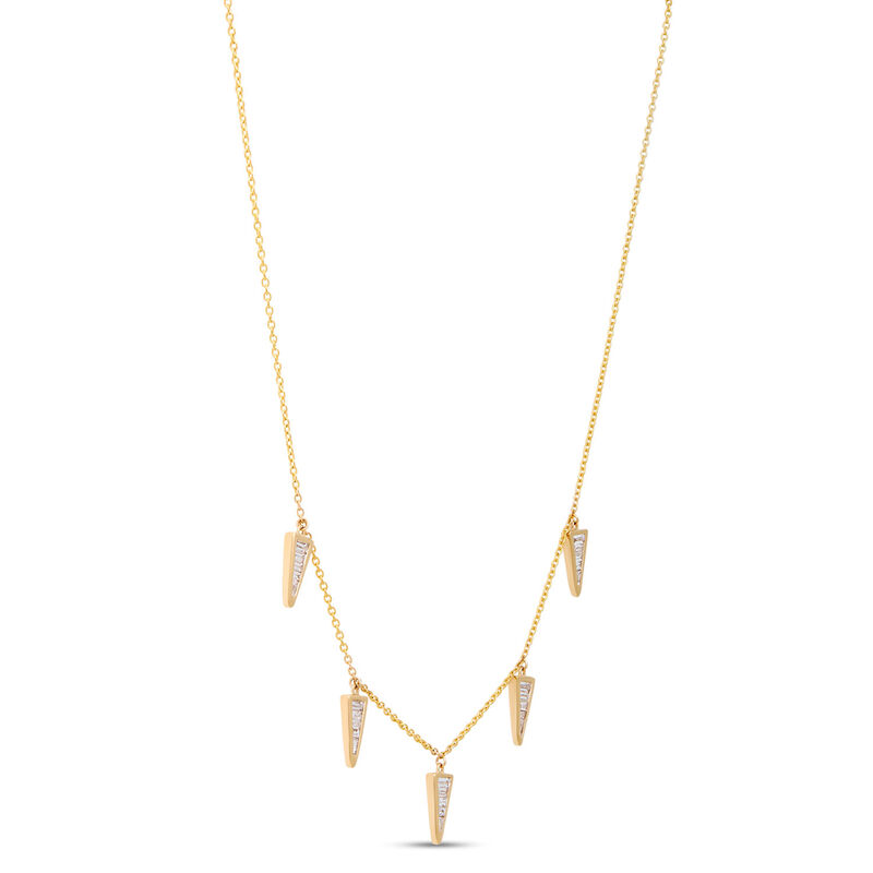 Baguette Diamond Station Necklace, ⅔ Total Carat Weight,  14K Two Tone Gold image number 2