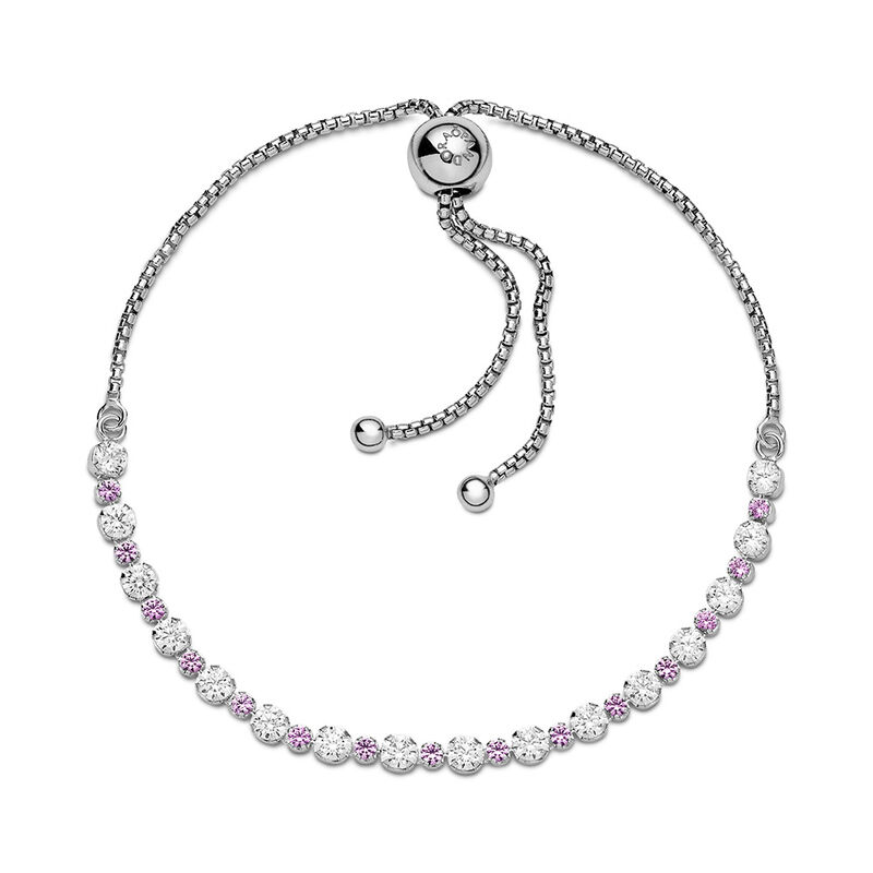 Pandora Pink Sapphire & Clear CZ Sparkle Slider Bracelet image number 3